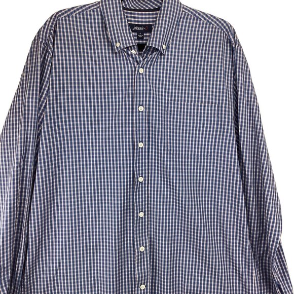 Johnnie-O Mens Blue Checkered Button-Down Shirt Large 100% Long Sleeve - Picture 3 of 10